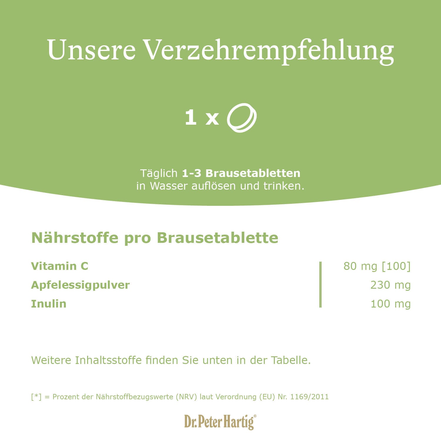 Apfelessig Brausetabletten Ermäßigte Mehrwertsteuer Dr. Peter Hartig